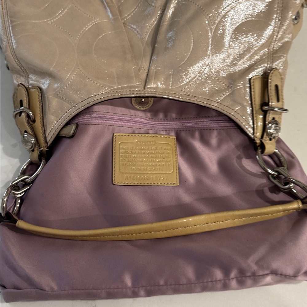 Coach Maggie Metallic Beige Quilted Shoulder Bag, EUC - Picture 8 of 15